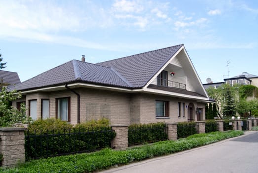 The house in silent and quiet street on surburb of city