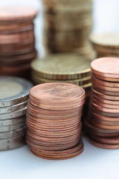 stacks of euro coins