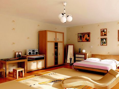 Custom bedroom, sofa bed, short cabinet