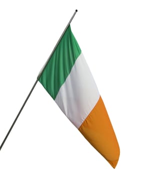 The national Irish flag of Ireland (IE) - isolated over white background