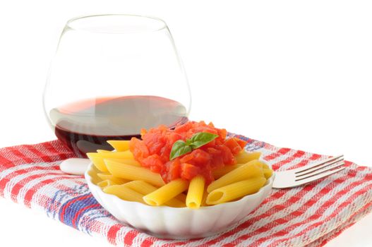 Fresh pasta with delicious tomato basil sauce.