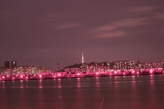 Seoul Skyline at Night Reflected in the Han River