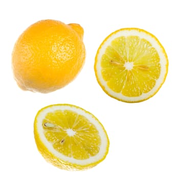 The lemon. Whole and cut.Object on a white background