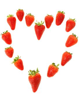 Heart of fresh strawberry isolated on white