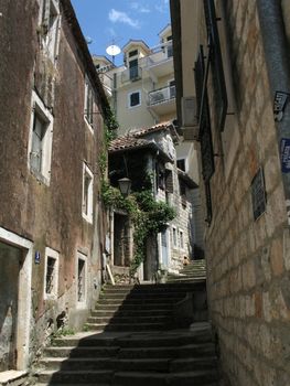 Old town street. Herceg Novi, Montenegro