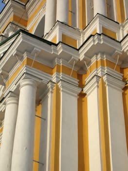 Bell tower of russian monastery, detail, Moscow, Russia