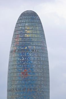 A modern building tower in the city of barcelona, Spain