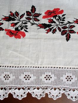 Cross-stitch. Traditional black and red ukrainian floral design. (I'm creator)