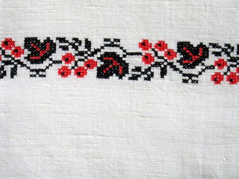 Cross-stitch. Traditional black and red ukrainian design, berries. (I'm creator)