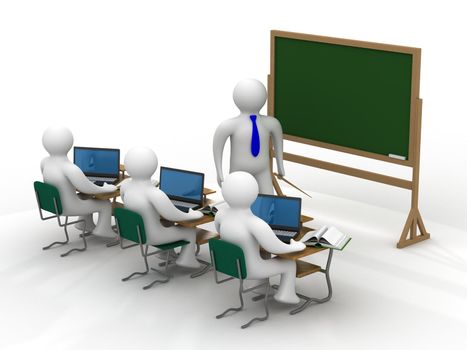 Lesson in a school class. Isolated 3D image.