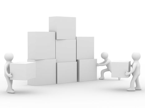 Conceptual image of teamwork. Isolated 3D image