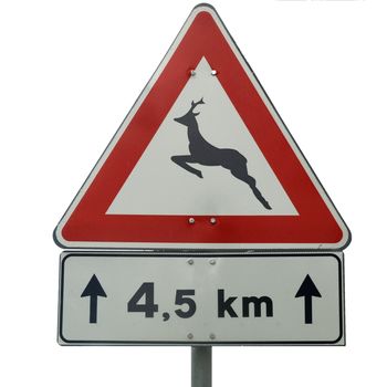 Sign of danger from wildlife such as deers and mooses
