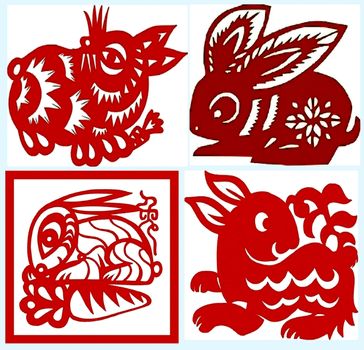 Chinese paper-cut Chinese zodiac  rabbit