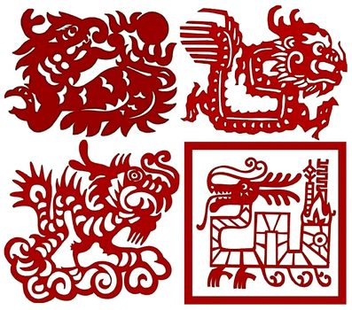 Chinese paper-cut Chinese zodiac  dragon