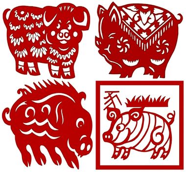 Chinese paper-cut Chinese zodiac  pig
