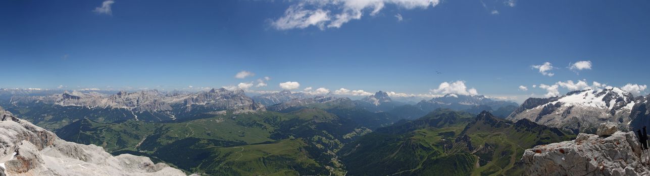 Panorama of italian dolomites in val di Fassa