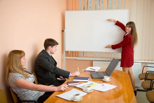 The young woman to speak at a meeting