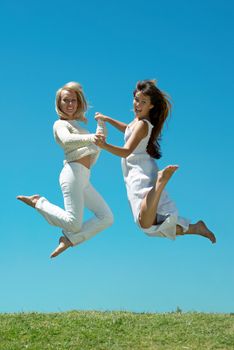 Two happy young Girls on Outdoors