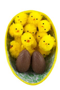 Picture of a easter egg with some easter chickens in