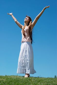 The happy young Girl on Outdoors