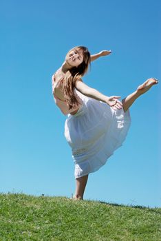 The happy young Girl on Outdoors