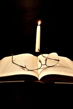reading by candle light