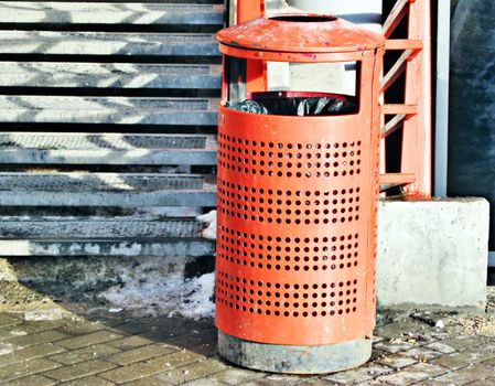 Dustbin in one of the streets of Riga