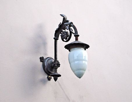 Lamp on the wall.