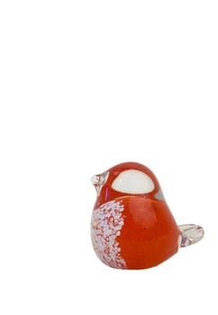 Colorful souvenir glass chicken on a white background