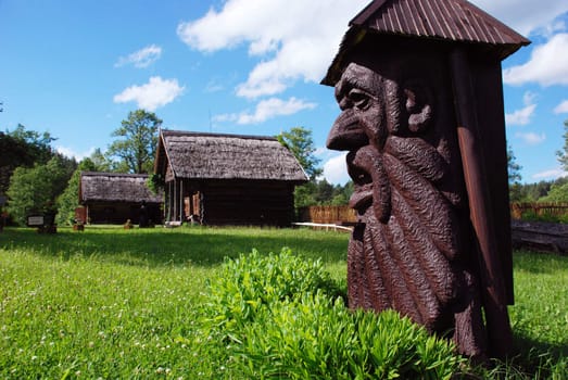 Beehive - a sculpture with its resident bees, beekeeping museum in Lithuania