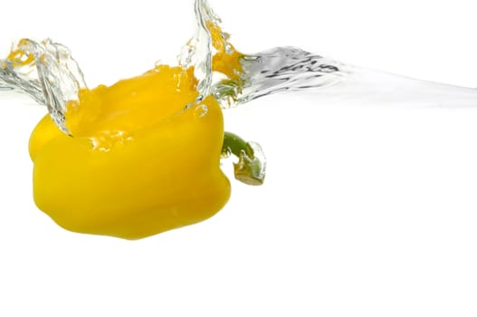 fruit is making a splash in the water.