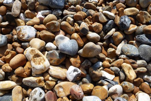 Close up of stones on Brighton Beach.