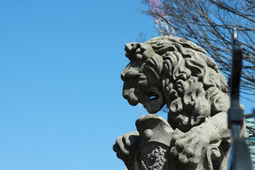 lion monument over sky
