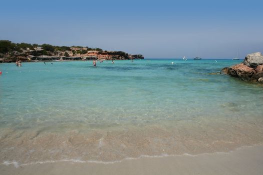 Formentera Cala Saona Mediterranean seascape turquoise sea in Ibiza Spain