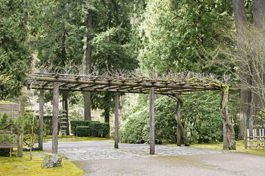 Trellis Structure at Portland Japanes Garden in Winter