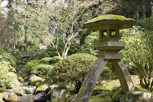 Stone Lantern by the Creek at Portland Japanese Garden