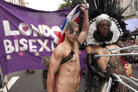 LONDON - JULY 4: Gay Pride participants in the its 37th edition July 4, 2009 in London, England.