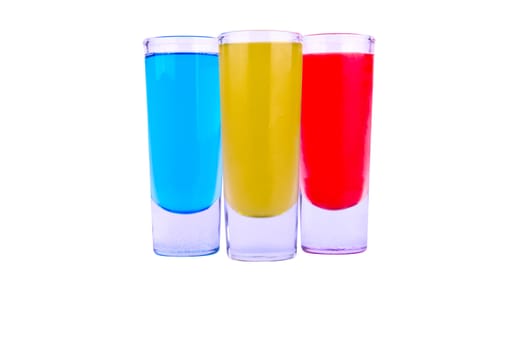 A collection of shot's in different colors on white background