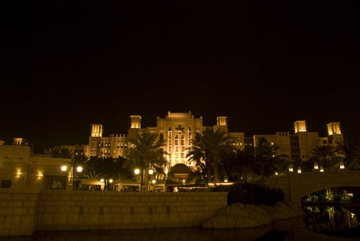 Panoramic view of the Madinat Jumeihra at night