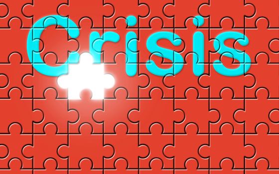 Crisis text written on a puzzle background with missing piece