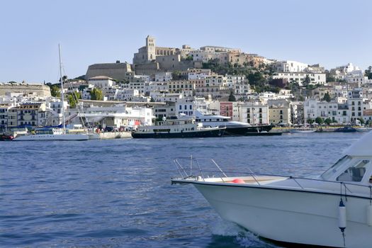 Ibiza Balearic Mediterranean white island from Spain