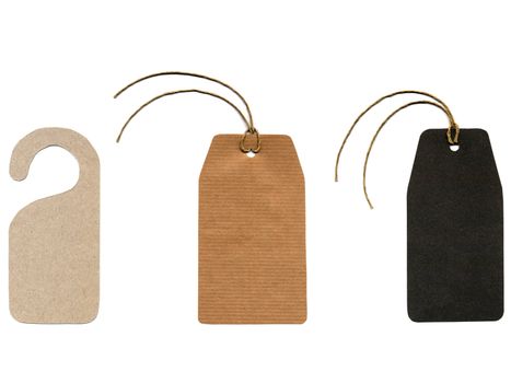 Price tag or address label with string isolated over white