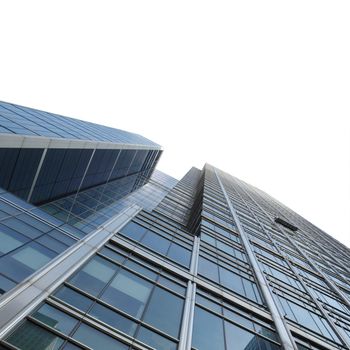 Modern skyscrapers isolated over white background with copy space