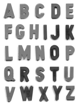 The British alphabet letters in plastic toy characters