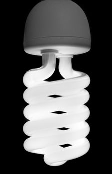 Compact Florescent bulb isolated on black background