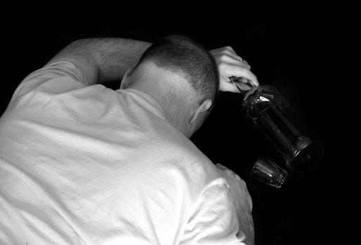 Black and White Photo of a Drunk Passed Out