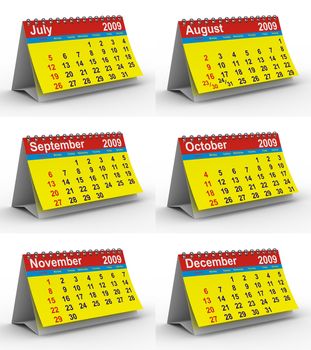 Set 2009 year calendar. Isolated 3D image