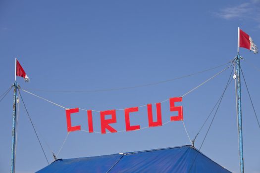 detail of a circus tent on a sunny day