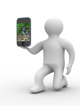 man and phone. Isolated 3D image