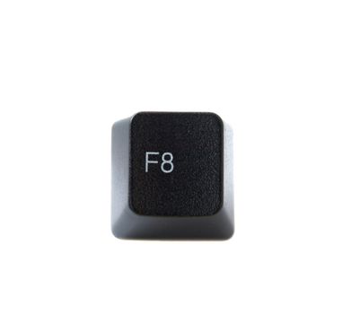 The f8 key from a black computer keyboard